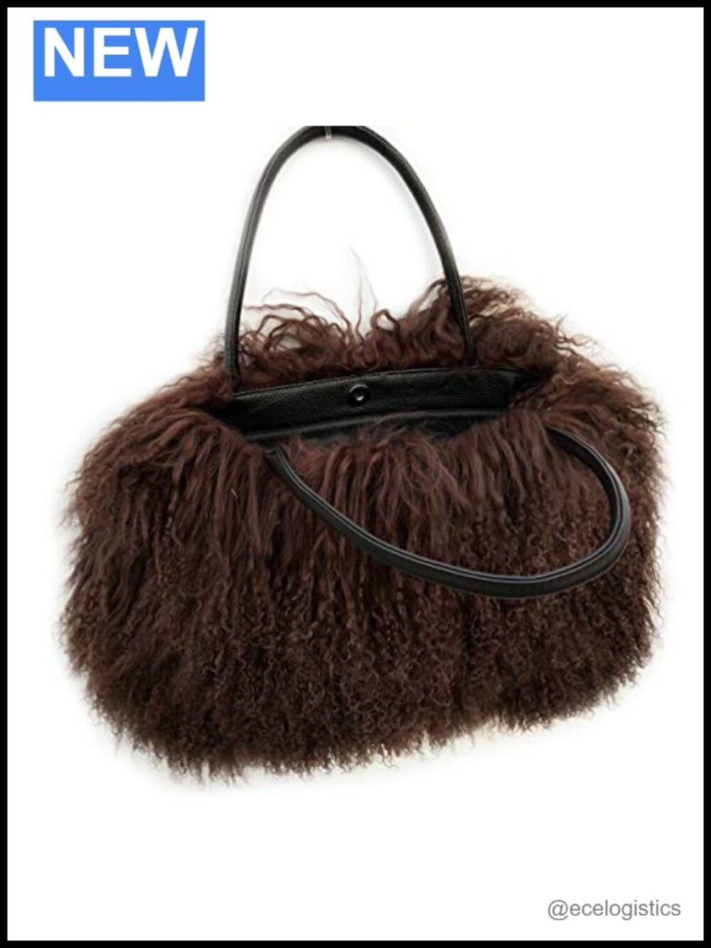 Real Mongolian Lamb Fur Curly Hobo Tote Purse